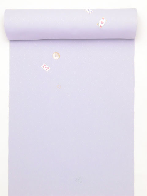 洗える着物 刺繍小紋 トランプゲーム 薄藤紫色 光触媒消臭