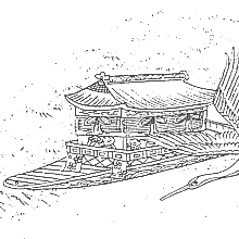 着物の文様-屋形船文