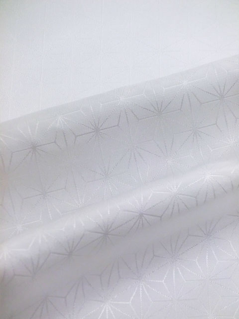 洗える長襦袢 白 綸子 小麻の葉柄 反物 洗える長襦袢 白 綸子 小麻の葉柄 反物