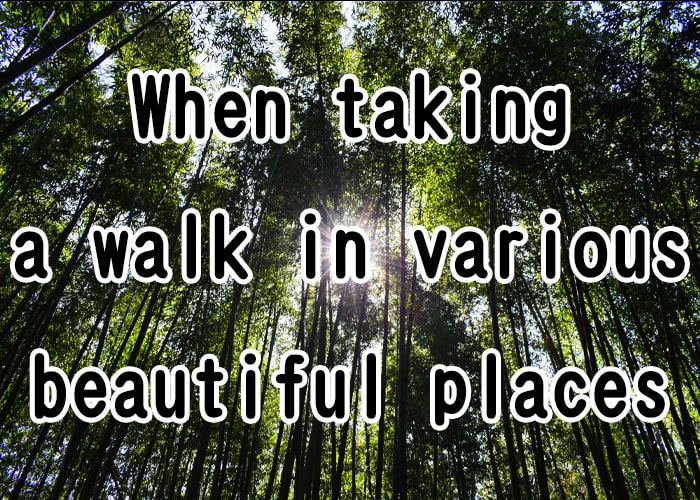 When taking at walk in various beautiful places