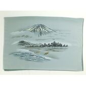 男物 額裏 緑 山水 富士山と船 「白山」ブランド