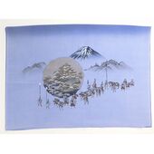 Men's lining fabric for Hari coat  that Blue Gray Sansui Daimyo's Procession at Mt. Fuji "Hakusan" Brand