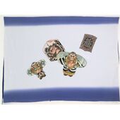 Japanese painting, Kites design, white ground with blue blurring
