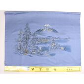 Washable men's japanese picture lining for haori No.11 Mt. Fuji and a sailboat, blue-gray/Kanebo Soafuru
