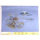 Washable haori's underfablic No.1 Mt.fuji and house at the lake desain blue gray color satin tone cloth