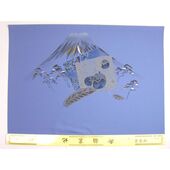 Japanese picture Washable men's haopri coat lining No.9 One Fuji, Two Hawks, Three Eagles,blue gray