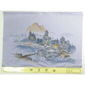 Washable haori's underfablic No.8 house at lake desain gray color satain tone cloth