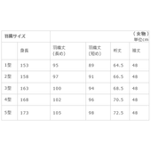羽織サイズ表