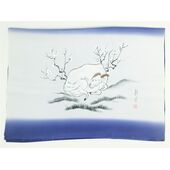 Japanese painting,Men's haori lining that can use as interia , blue, hand-dyed, Sheep design from zodiac