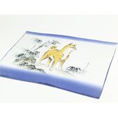 Japanese painting,Men's haori lining that use as interia , blue, hand-dyed, Dog design from zodiac