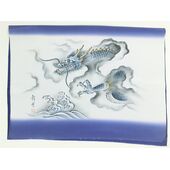 Japanese painting,Men's haori lining that can use as interia , blue, hand-dyed, Dragon design from zodiac