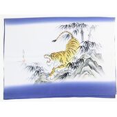Japanese painting,Men's haori lining that use as interia , blue, hand-dyed, Tiger design from zodiac