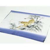 Japanese painting,Men's haori lining that use as interia , blue, hand-dyed, Tiger design from zodiac