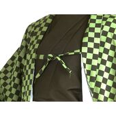 Washable checkered haori lining made to order from green, gray, and mustard