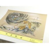 Washable haori's underfablic No.12 tiger and dragon desain light brown color satin tone cloth