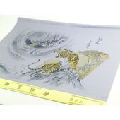 Japanese painting,Washable men's kimono with Haori lining No.12 Dragon and tiger gray