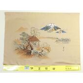 Washable haori's underfablic No.1 Mt.fuji and house at the lake desain blue brown color