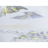 Washable men's framed lining No.1 Fujimichaya(Japanese-style café with a good view of Mt. Fuji) gray