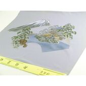 Washable men's kimono with framed lining No.2 Fuji and fan, gray