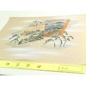 Washable Japanese picture men's framed lining No.5 Pine tree on colored paper, light brown