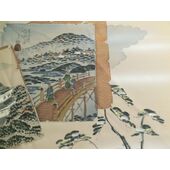 Washable Japanese picture men's framed lining No.5 Pine tree on colored paper, light brown