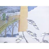 Washable Japanese picture men's framed lining No.5 Pine tree on colored paper, light brown