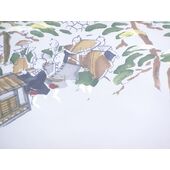 Washable Japanese picture lining fablic for Haori Daimyo gyoretu (procession of feudal lords) gray color