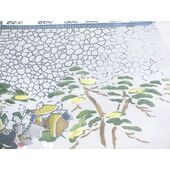 Washable Japanese picture lining fablic for Haori Daimyo gyoretu (procession of feudal lords) gray color satin fablic