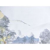 Washable haori's underfablic No.8 house at lake desain gray color satain tone cloth