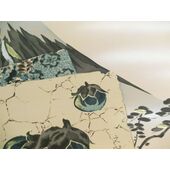 Japanese picture Washable men's Haori coat lining No.9 One Fuji, Two Hawks, Three Eagles, Light brown