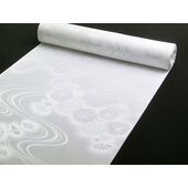 洗える長襦袢 白 綸子 菊と流水柄 反物