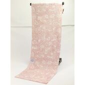 洗える着物 小紋 夏物駒絽 白地にピンク皿