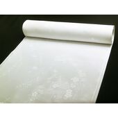 正絹長襦袢 白 綸子 13.5ｍ 糸巻と桔梗柄 クイーンサイズ