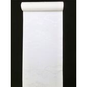 正絹長襦袢 白 綸子 13.5ｍ 雲と波と車柄