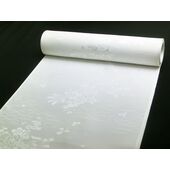 正絹長襦袢 白 綸子 13.5ｍ のしめと花柄