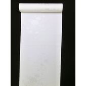 正絹長襦袢 白 綸子 13.5ｍ 菊・梅・扇と露芝柄 クイーンサイズ