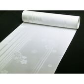 正絹長襦袢 白 綸子 13.5ｍ 竹と梅と扇柄