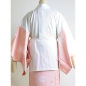 洗える二部式襦袢 水玉綸子 花丸柄 薄オレンジ（無双袖） 高機能性生地使用