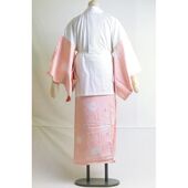 洗える二部式襦袢 水玉綸子 花丸柄 薄オレンジ（無双袖） 高機能性生地使用