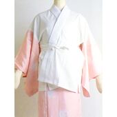 洗える二部式襦袢 水玉綸子 花丸柄 薄オレンジ（無双袖） 高機能性生地使用