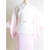 洗える二部式襦袢 水玉綸子 花丸柄 薄ピンク（無双袖） 高機能性生地使用