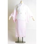 洗える二部式襦袢 水玉綸子 花丸柄 薄ピンク（無双袖） 高機能性生地使用