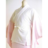 洗える二部式襦袢 水玉綸子 花丸柄 薄ピンク（無双袖） 高機能性生地使用