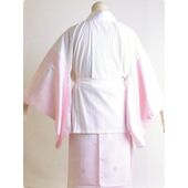 洗える二部式襦袢 水玉綸子 花丸柄 薄ピンク（無双袖） 高機能性生地使用