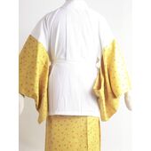 洗える二部式襦袢 水玉綸子 桜吹雪柄 辛子（無双袖） 高機能性生地使用