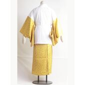 洗える二部式襦袢 水玉綸子 桜吹雪柄 辛子（無双袖） 高機能性生地使用