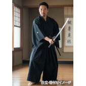 Washable Men's Kimono Habutae （no unevenness fablic）(Teijin SilPearl) No.6 Black