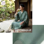 洗える着物 夏物 駒絽 色無地 男物No.6緑