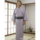 Washable Kimono Kimono Mansuji（thin stripe）umenezu-color(dark purple plum gray)  44cm Width No.11