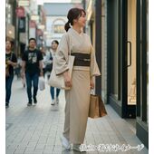 Washable Kimono Mansuji （thin stripe） Brown No.4